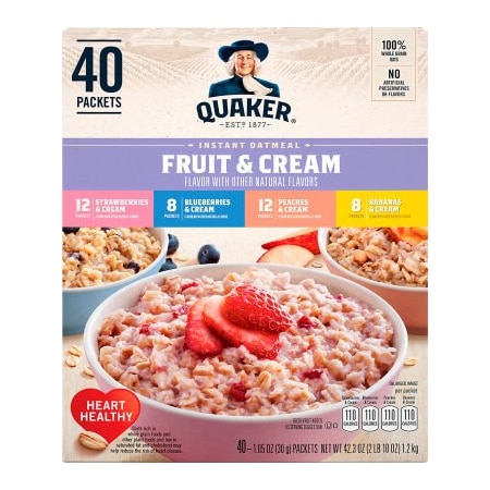 Green Rabbit Holdings QUAKER Instant Oatmeal Fruit & Cream Variety Pack, 40 Count 22001144